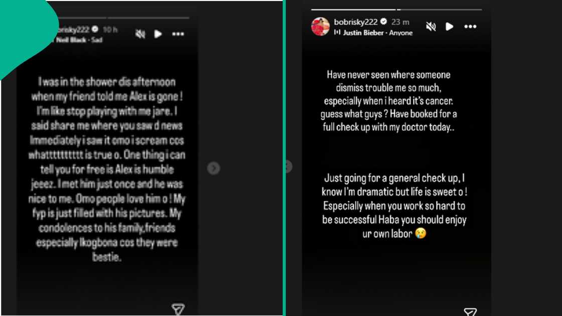 Bobrisky takes health measures after Alexx Ekubo's death. Bobrisky takes health measures after Alexx Ekubo's death.