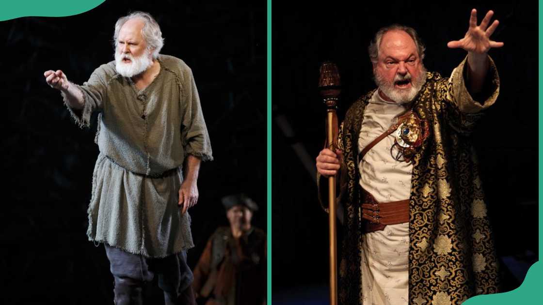 Actors playing Prospero on stage Actors playing Prospero on stage