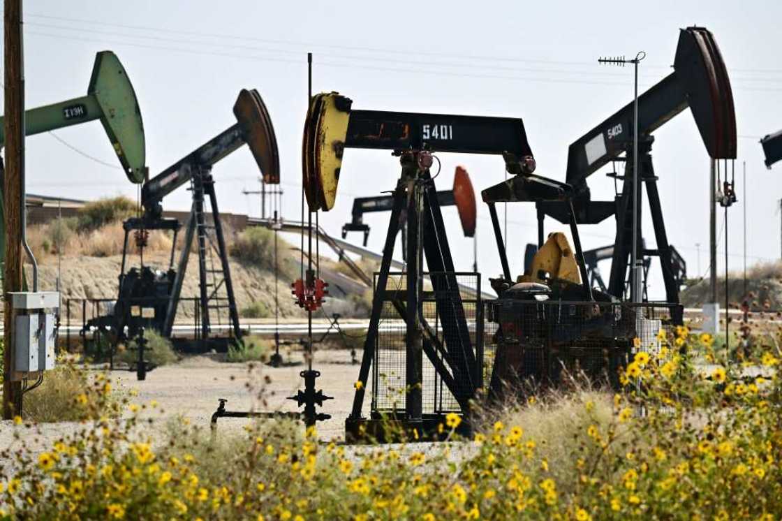 Pumpjacks on oilfields in Kern County, California Pumpjacks on oilfields in Kern County, California