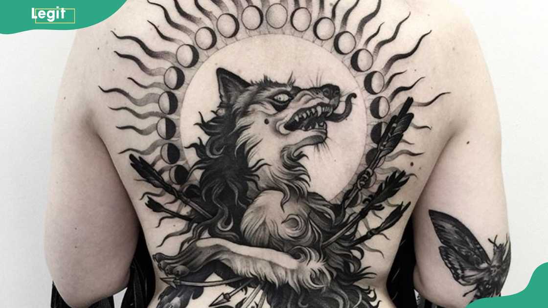 Fenrir back tattoo Fenrir back tattoo