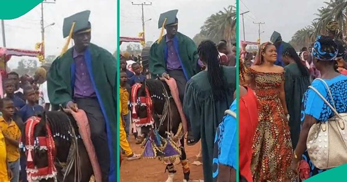Year 1 student rides horse to matriculation venue Year 1 student rides horse to matriculation venue