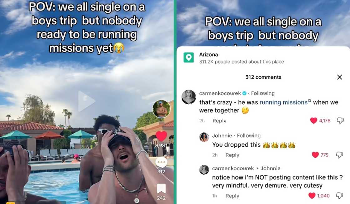 A screenshot of a TikTok video and comments under it. A screenshot of a TikTok video and comments under it.