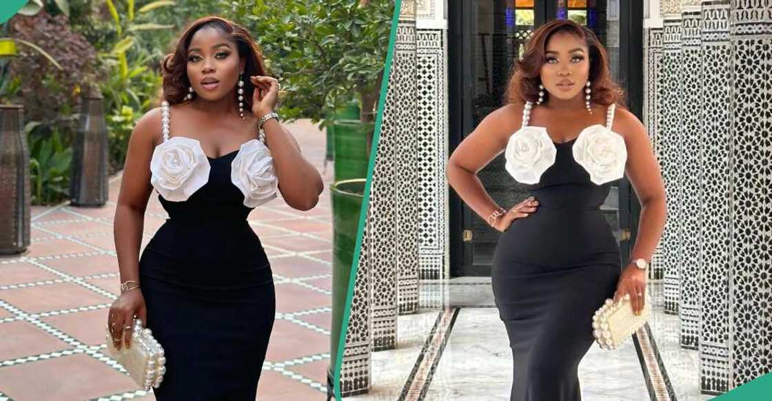 Lady replicates Veekee James' black gown Lady replicates Veekee James' black gown