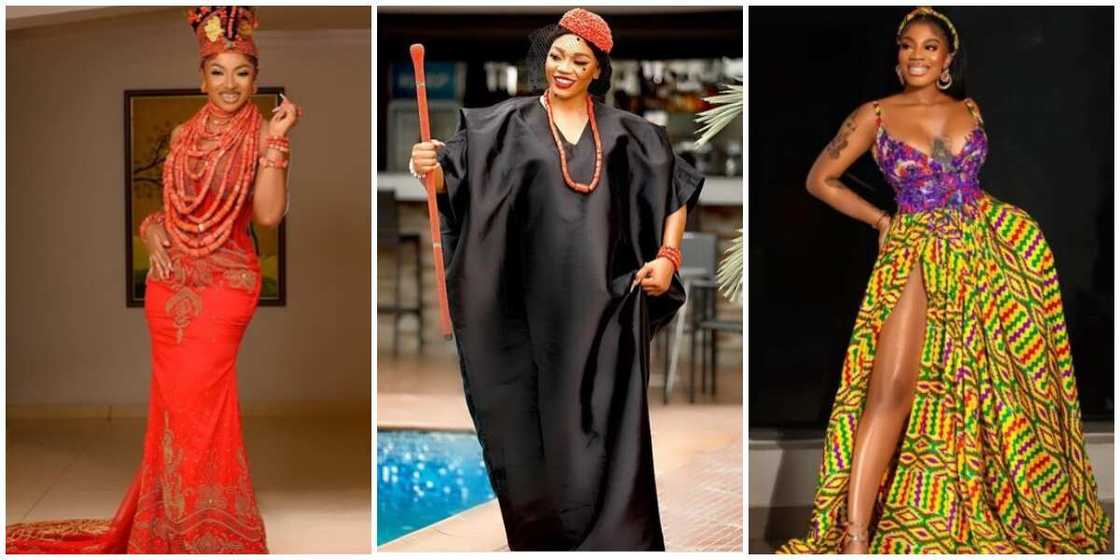 BBNaija female stars / reunion show / traditional ensembles