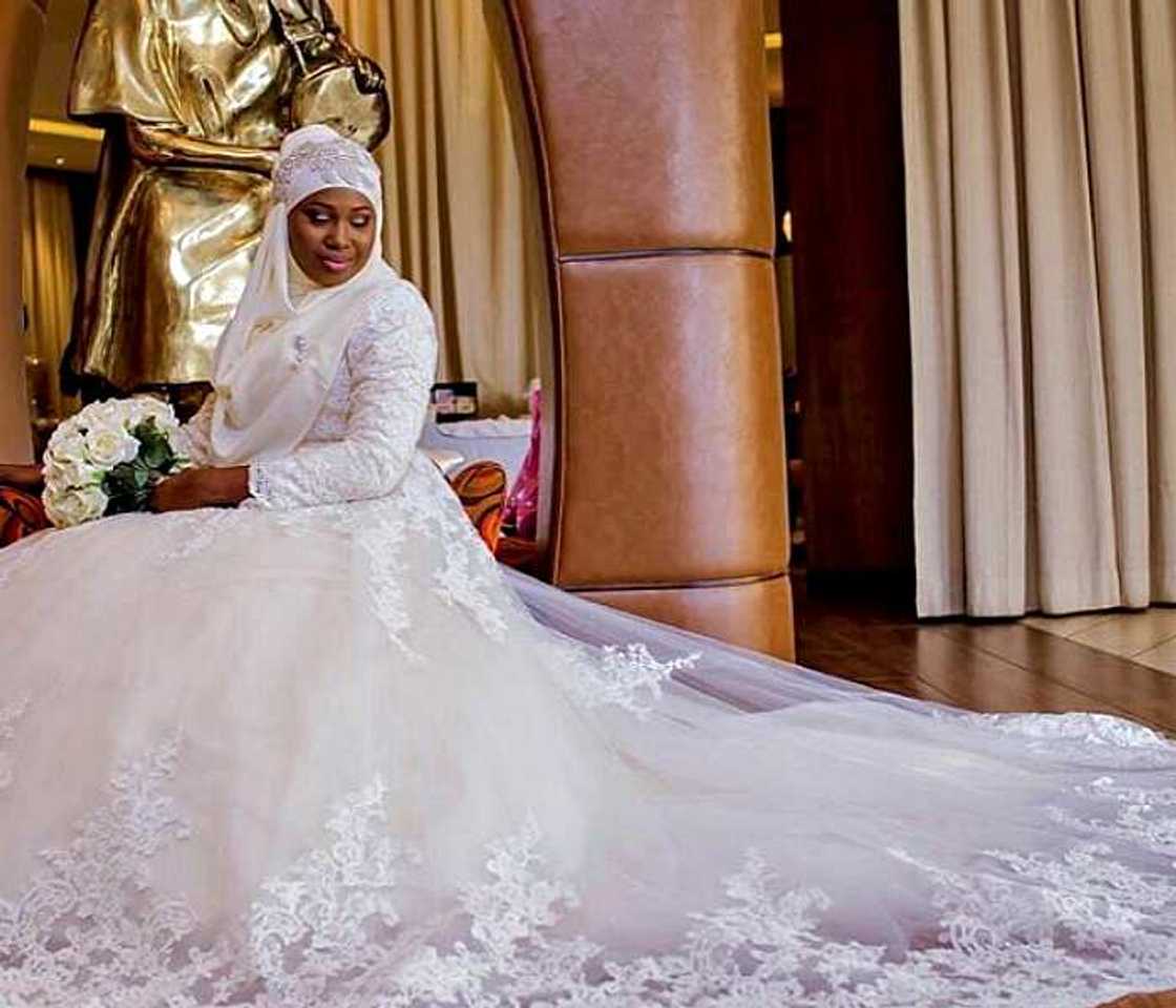 Nikah wedding dress with a chiffon skirt