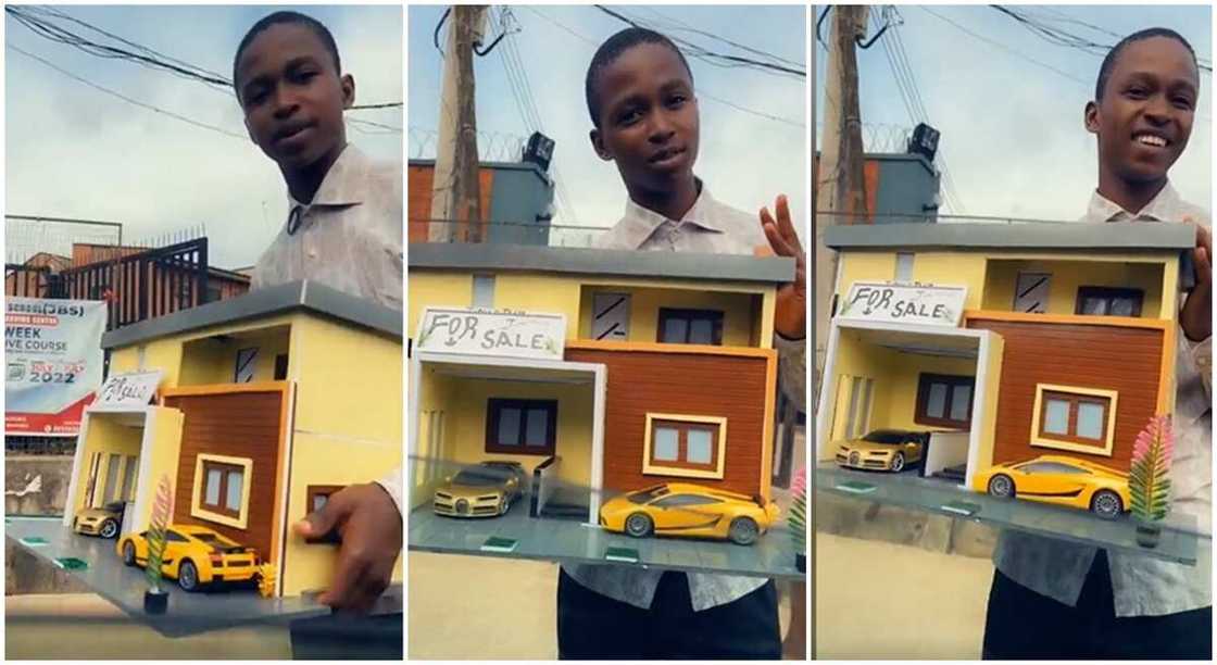 Timilehin, creative Nigerian boy who designs replicas of buildings. Timilehin, creative Nigerian boy who designs replicas of buildings.