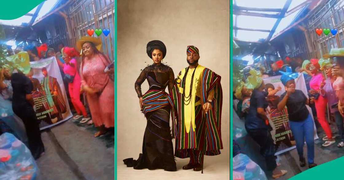 Women out to the street to celebrate with Davido and Chioma after their wedding Women out to the street to celebrate with Davido and Chioma after their wedding