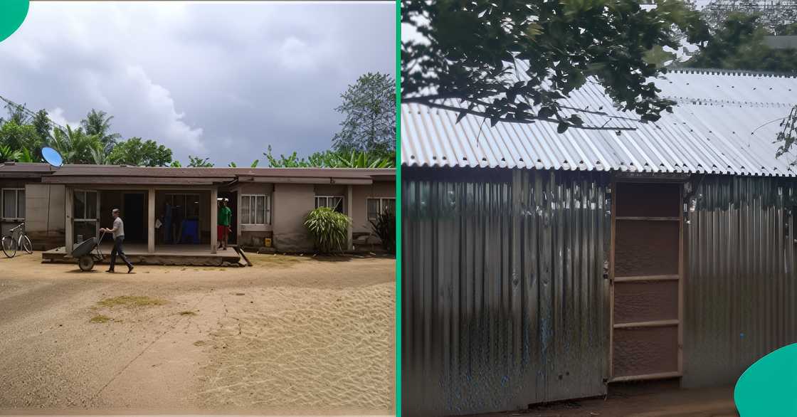 A Nigerian lady got people talking with the new zinc house she erected in her father’s compound. A Nigerian lady got people talking with the new zinc house she erected in her father’s compound.