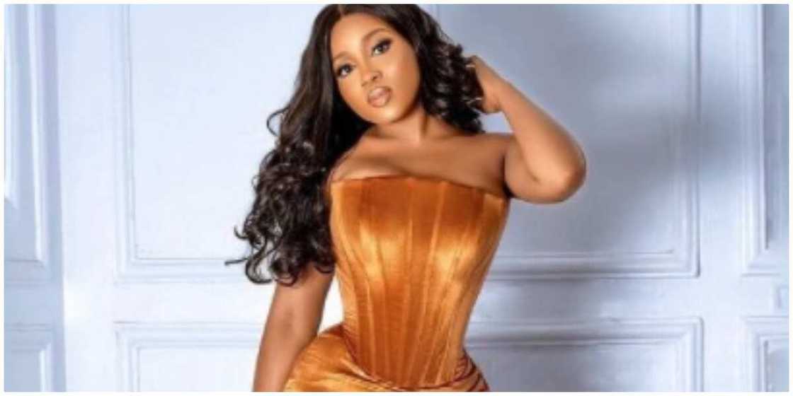 A Photo of a lady in a corset dress. A Photo of a lady in a corset dress.