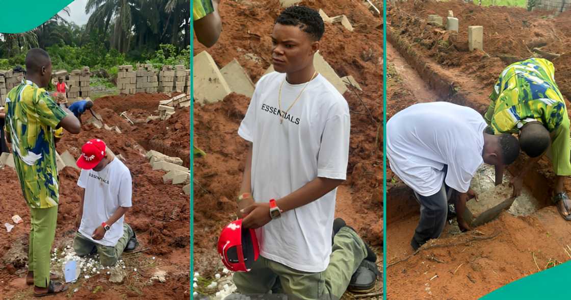 Young Man Starts Foundation for His New House, Shares Photos from Prayer Session on Site Young Man Starts Foundation for His New House, Shares Photos from Prayer Session on Site
