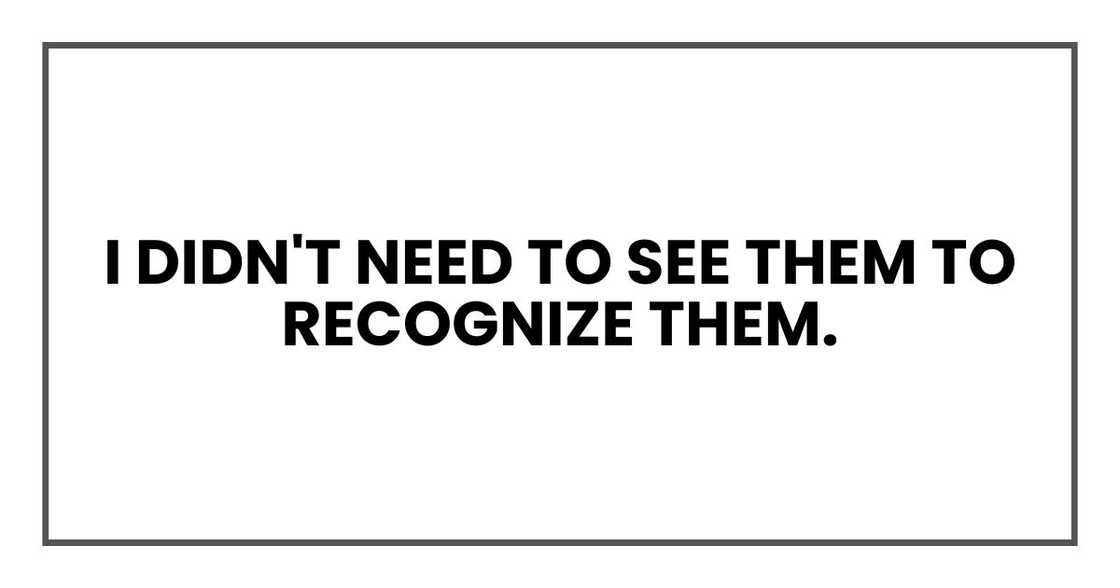 I didn't need to see them to recognize them. I didn't need to see them to recognize them.