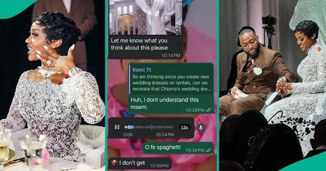 Fashion designer gives epic response to client who asked her to recreate Chioma Adeleke's wedding dress. Fashion designer gives epic response to client who asked her to recreate Chioma Adeleke's wedding dress.