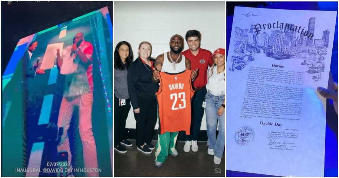 Photos of Davido and proclamation letter of July 7 as World Davido's Day