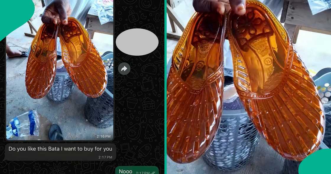 Lady expresses disappointment after seeing the shoes her father tried to buy for her. Lady expresses disappointment after seeing the shoes her father tried to buy for her.