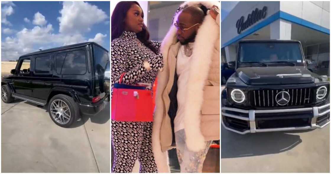 Nigerian singer Davido with lover and her new car Nigerian singer Davido with lover and her new car