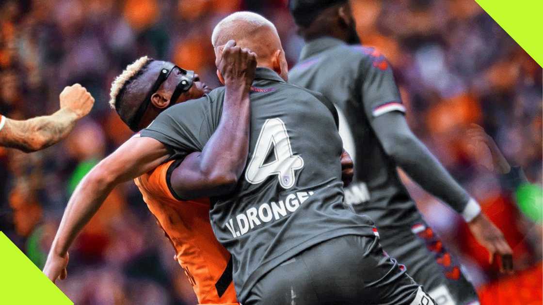 Ricky van Drongelen, Victor Osimhen, Galatasaray, Samsunspor, Ali Sami Yen Spor Kompleksi, Istanbul, Turkiye, Super Lig. Ricky van Drongelen, Victor Osimhen, Galatasaray, Samsunspor, Ali Sami Yen Spor Kompleksi, Istanbul, Turkiye, Super Lig.