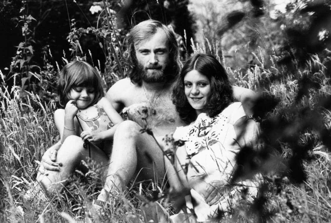Phil Collins, with his first wife, Andrea Bertorelli, and her four year old daughter, Joel Phil Collins, with his first wife, Andrea Bertorelli, and her four year old daughter, Joel