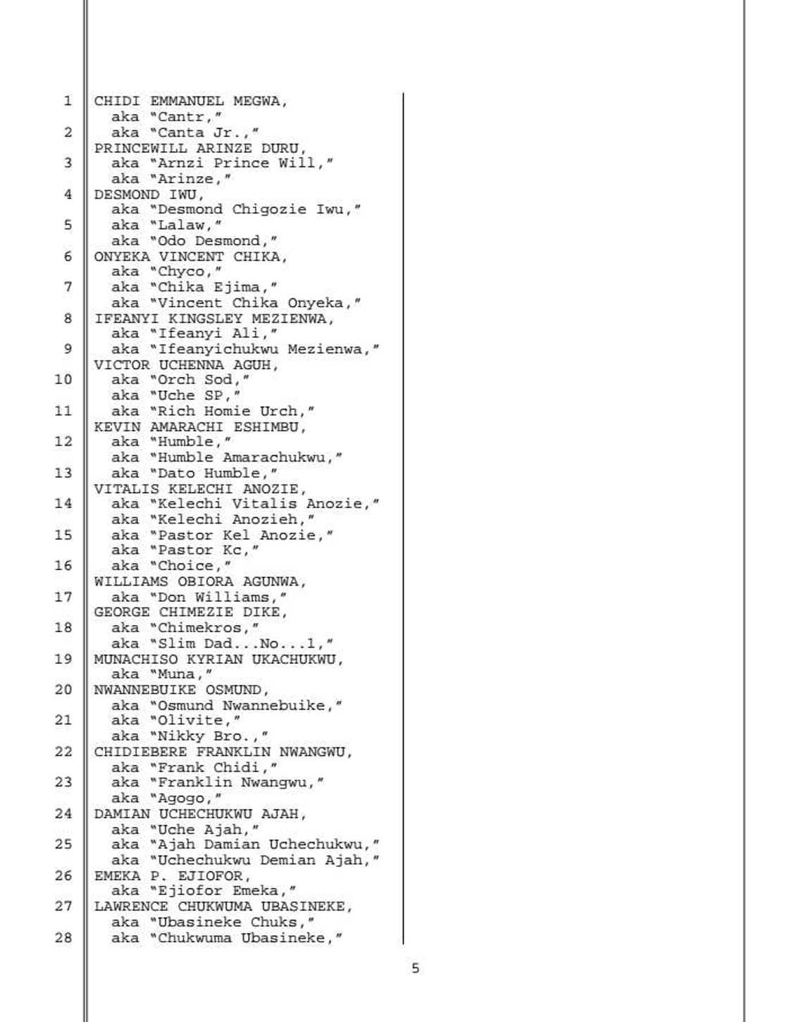FBI: Full list of 80 Nigerians raided in the US for alleged fraud FBI: Full list of 80 Nigerians raided in the US for alleged fraud