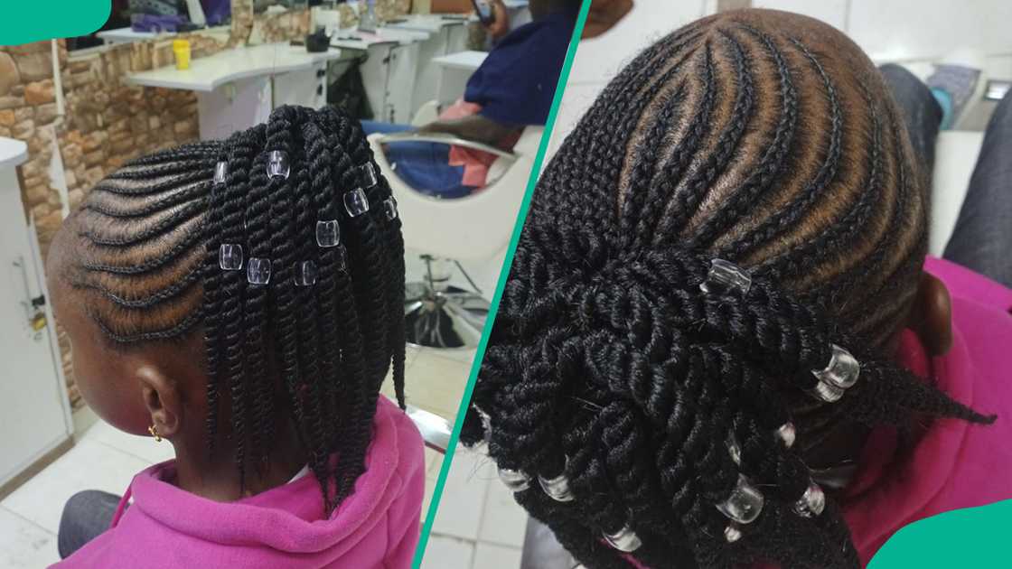 Natural cornrows with with twisted pony Natural cornrows with with twisted pony