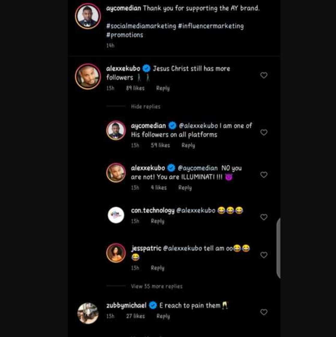 Actor Alexx Ekubo trolls his friend AY Makun, calls him illuminati Actor Alexx Ekubo trolls his friend AY Makun, calls him illuminati