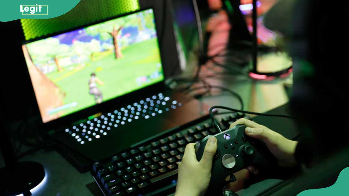 Someone plays Fortnite at the launch of Hamleys new immersive & interactive gaming space Someone plays Fortnite at the launch of Hamleys new immersive & interactive gaming space