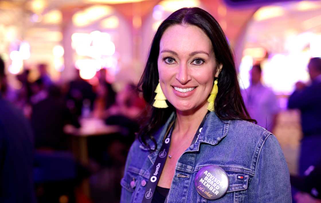 Mia Mastroianni poses at the 2023 Bar & Restaurant Expo and World Tea Expo Mia Mastroianni poses at the 2023 Bar & Restaurant Expo and World Tea Expo