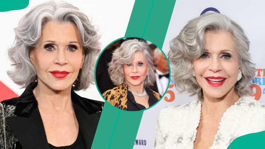 Jane Fonda is in California (L), Cannes, France (C), and Los Angeles, California (R)