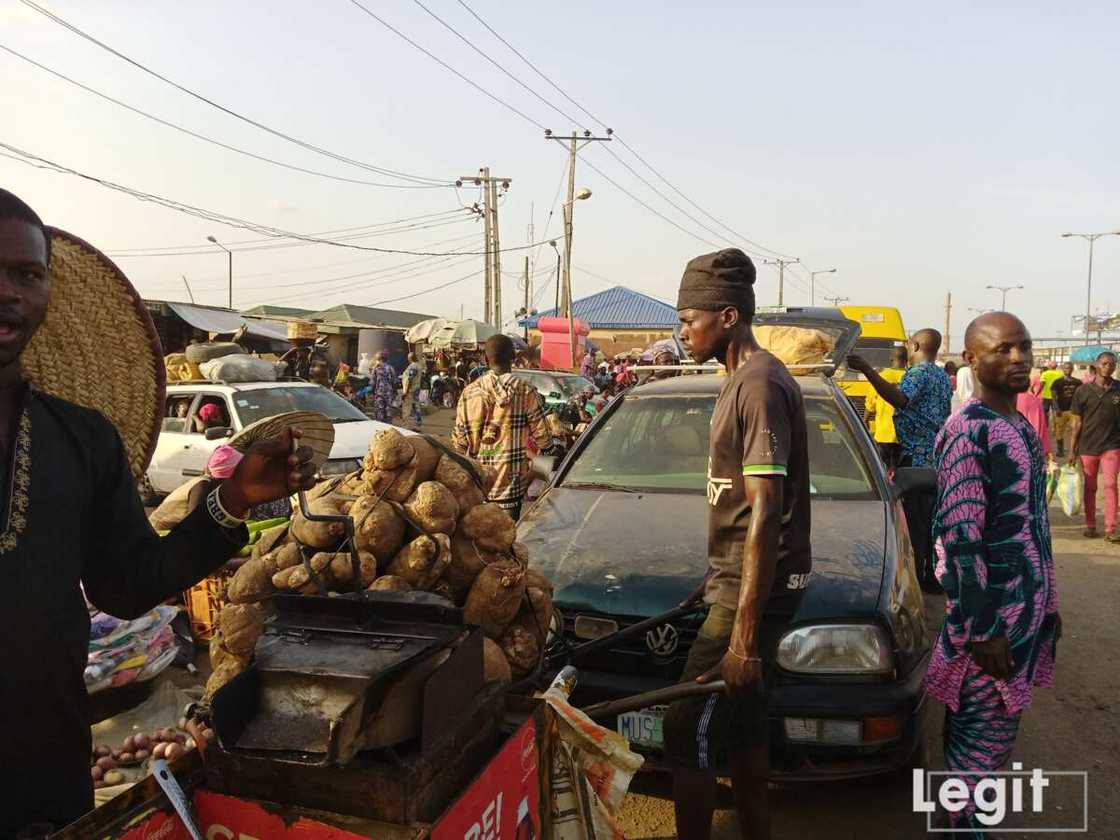 The cost price of yam increased a bit as informed by traders in the market. Photo credit: Esther Odili The cost price of yam increased a bit as informed by traders in the market. Photo credit: Esther Odili