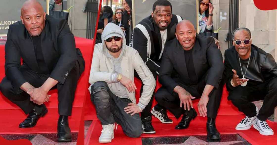 Eminem's Reunion With Snoop Dogg and 50 Cent at Dr. Dre's Walk of Fame ceremony. Eminem's Reunion With Snoop Dogg and 50 Cent at Dr. Dre's Walk of Fame ceremony.