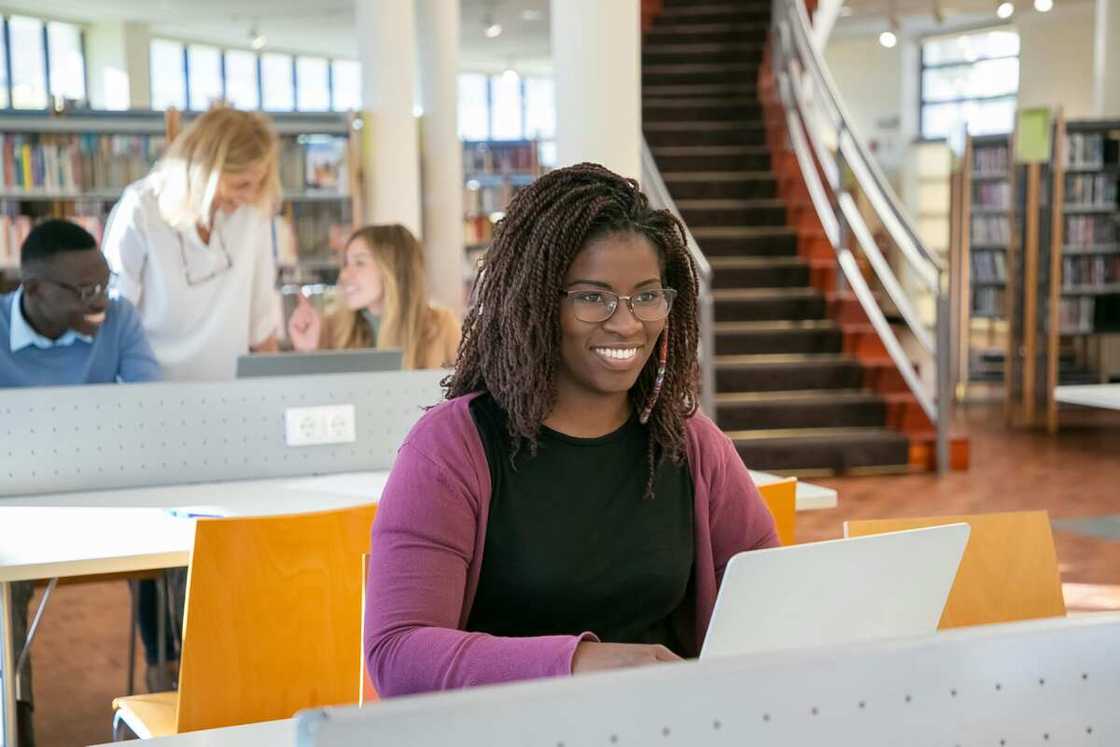 A student using a laptop