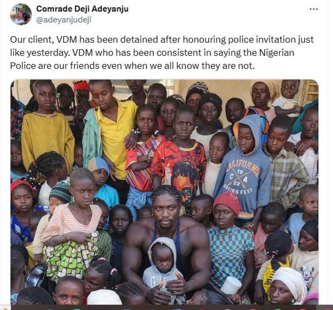 Deji Adeyanju said police detained his client, Deji Adeyanju, after he honoured their invitation. Deji Adeyanju said police detained his client, Deji Adeyanju, after he honoured their invitation.