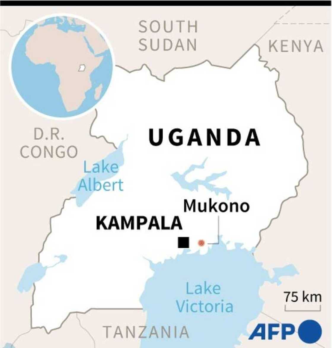 Map of Uganda locating Mukono, where a deadly fire broke out at a school for the blind Map of Uganda locating Mukono, where a deadly fire broke out at a school for the blind