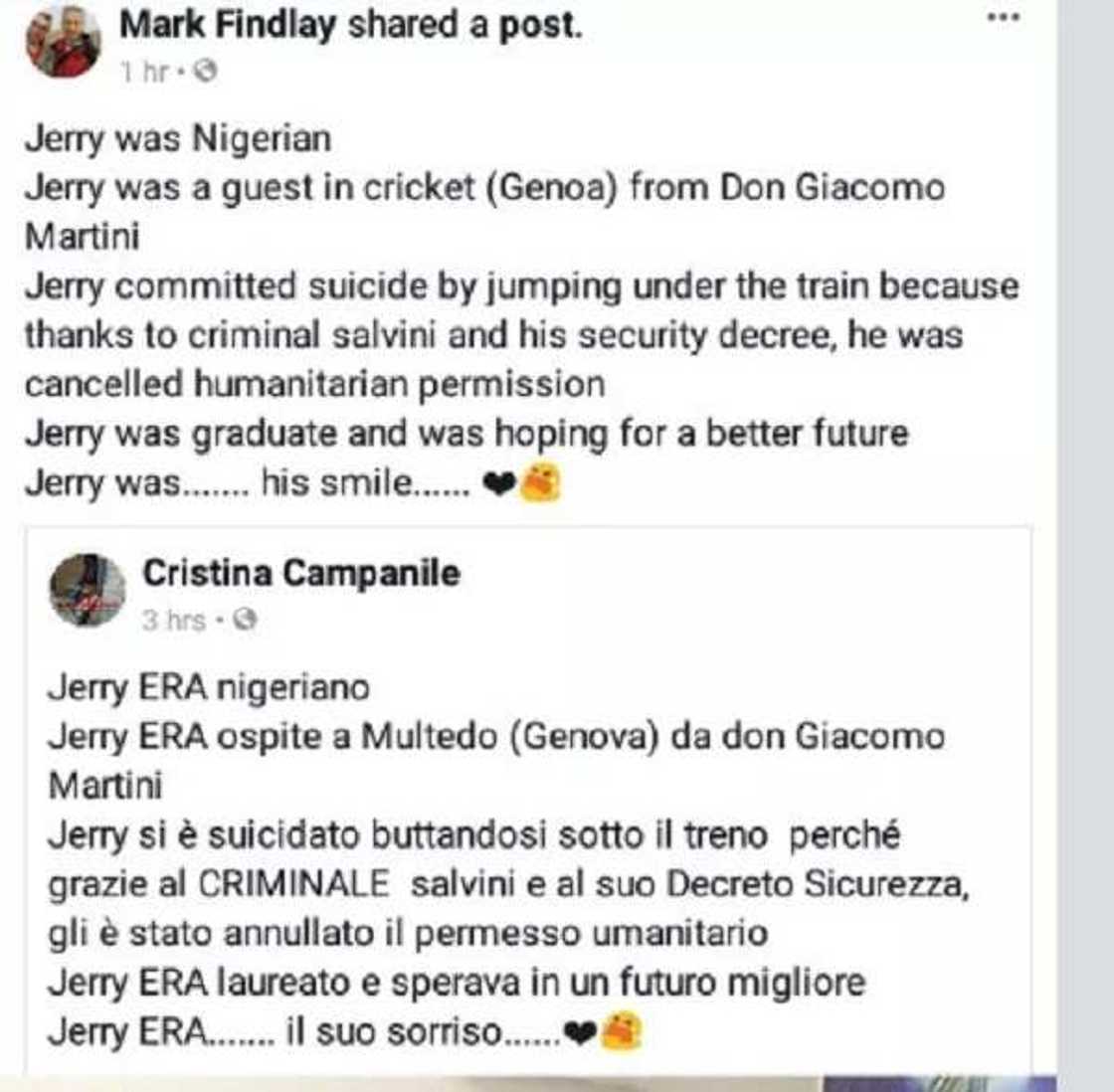 Nigerian man ends his life in Italy after being denied residency visa Nigerian man ends his life in Italy after being denied residency visa