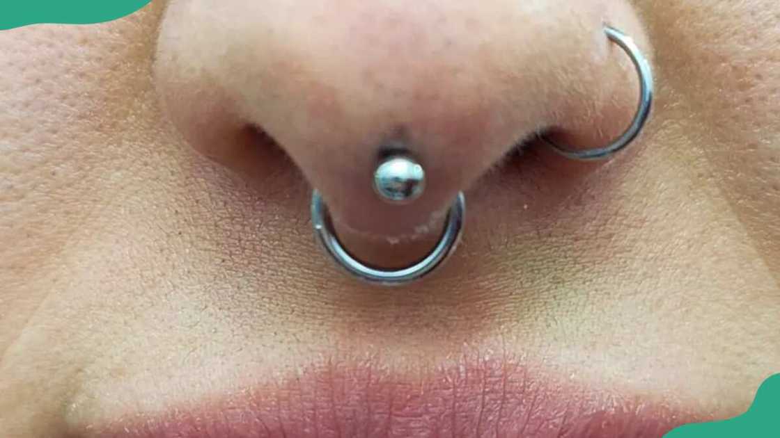 Individual showcasing a septril piercing Individual showcasing a septril piercing