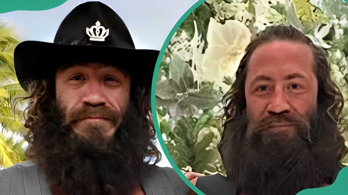 Liver King wearing a hat and checked grey half coat (L). The YouTuber in a black top (R) Liver King wearing a hat and checked grey half coat (L). The YouTuber in a black top (R)