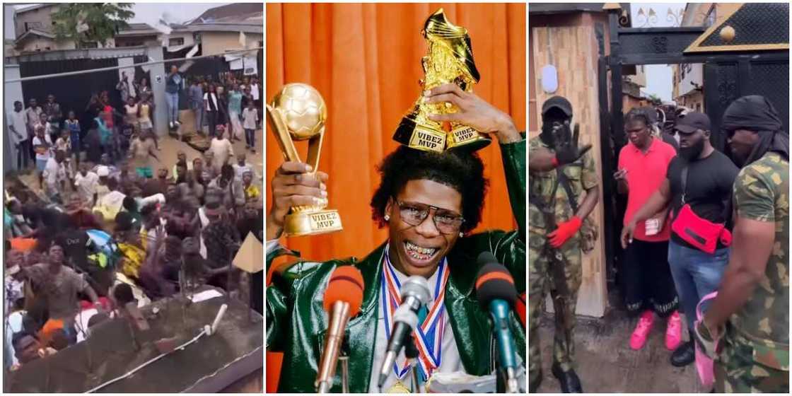 Seyi vibez throw fans money at Ikorodu, Seyi Vibez with world cup in Hat trick video, Seyi vibez at homecoming concert Ikorodu