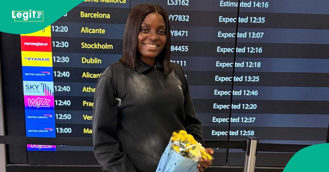 Nigerian lady announces arrival in UK to begin scholarship.