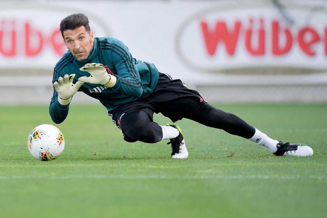 Juventus player Gianluigi Buffon during a training session