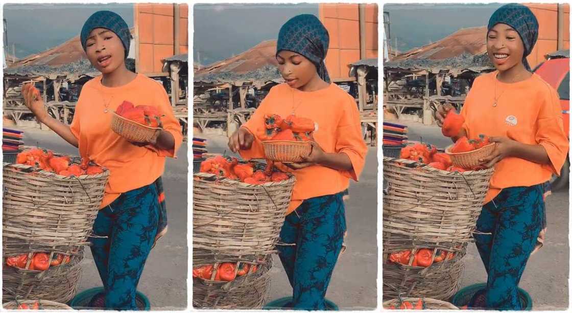 Photos of a beautiful lady selling fresh pepper. Photos of a beautiful lady selling fresh pepper.