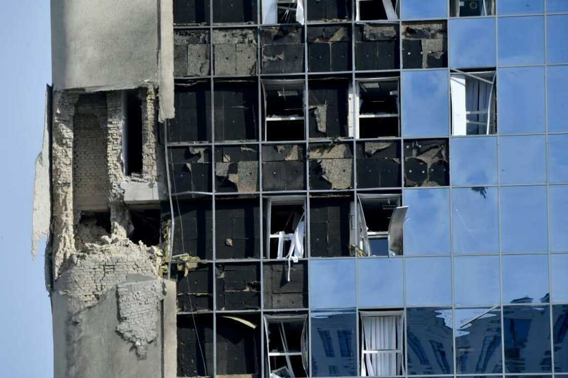 Russian drones overnight damaged an administrative building in Kyiv Russian drones overnight damaged an administrative building in Kyiv