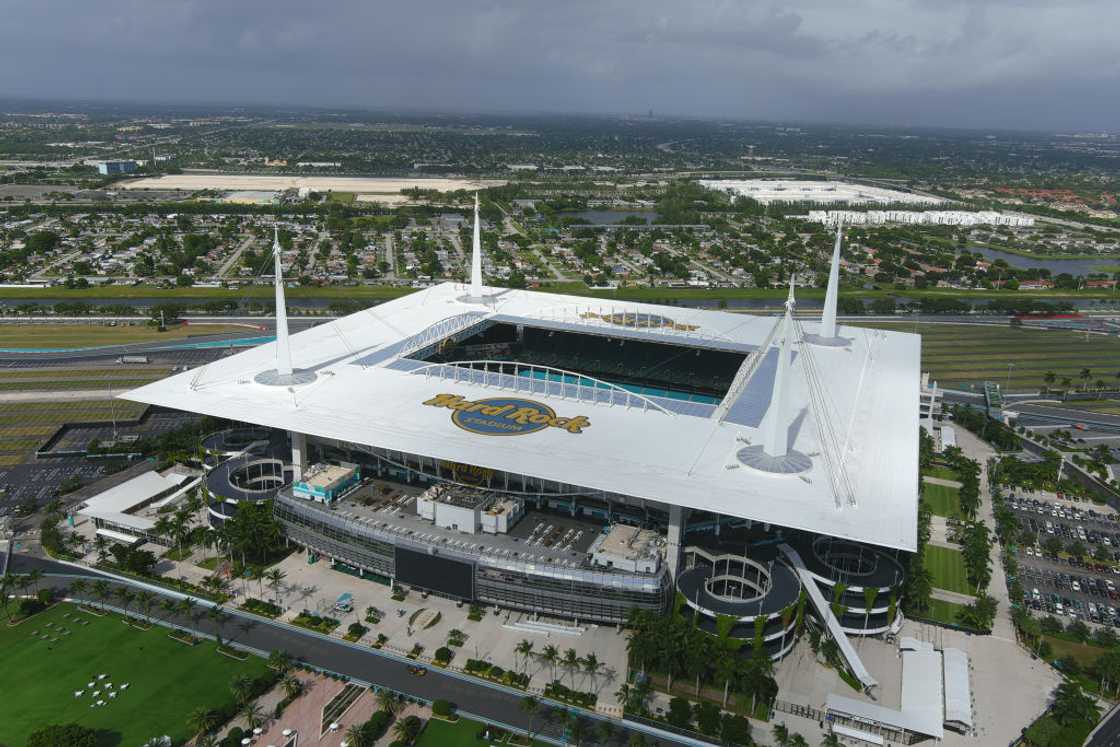 Aerial view of Hard Rock Stadium Aerial view of Hard Rock Stadium