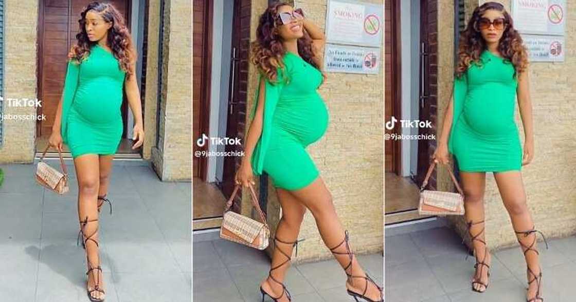 Pregnant lady slays in green gown Pregnant lady slays in green gown