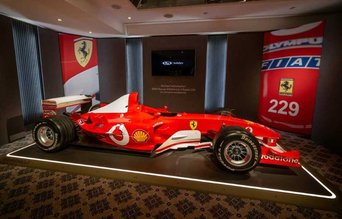 Schumacher raced nine times in the car, winning five Grands Prix in the 2003 season and driving it when he clinched the title in Japan Schumacher raced nine times in the car, winning five Grands Prix in the 2003 season and driving it when he clinched the title in Japan