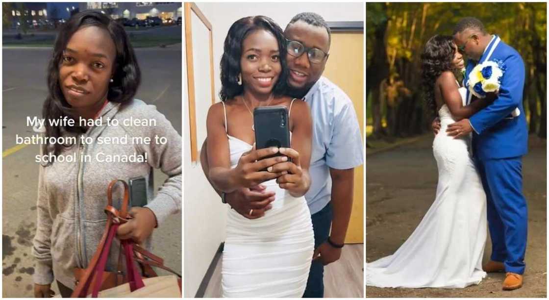 Loved up photos of a black couple as the man says his wife worked hard to send him to school in Canada. Loved up photos of a black couple as the man says his wife worked hard to send him to school in Canada.
