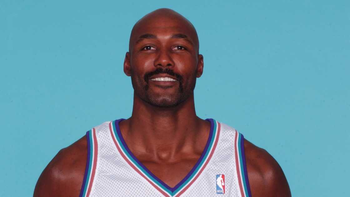 Karl Malone of the Utah Jazz poses for a portrait.