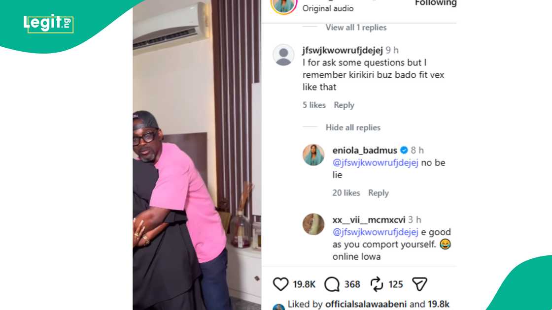 Eniola Badmus caught in an exchange with a fan over Pasuma.