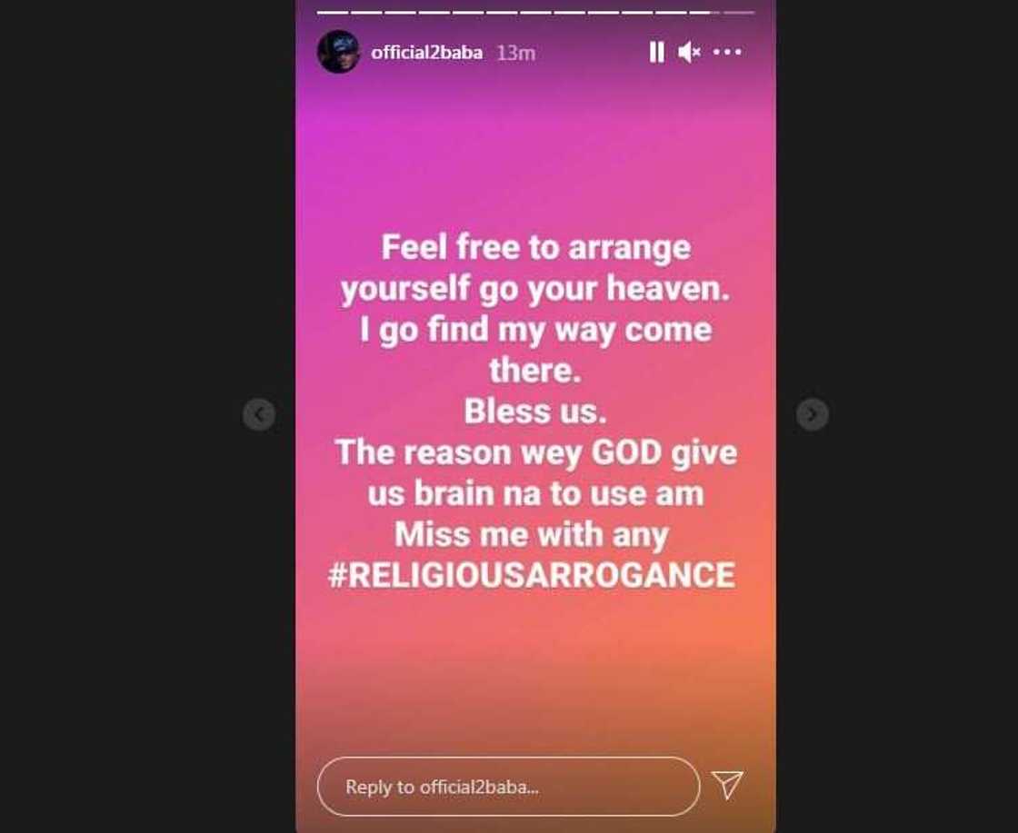 Any human claiming to fight for God is downgrading Him: 2baba says Any human claiming to fight for God is downgrading Him: 2baba says