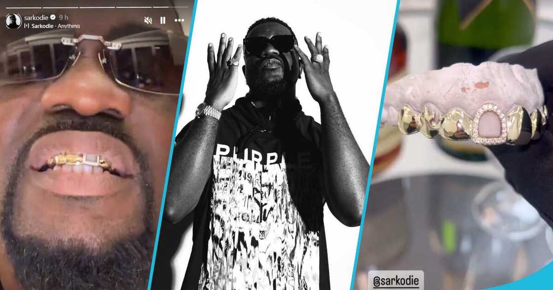 Sarkodie flaunt his gold grillz with diamonds