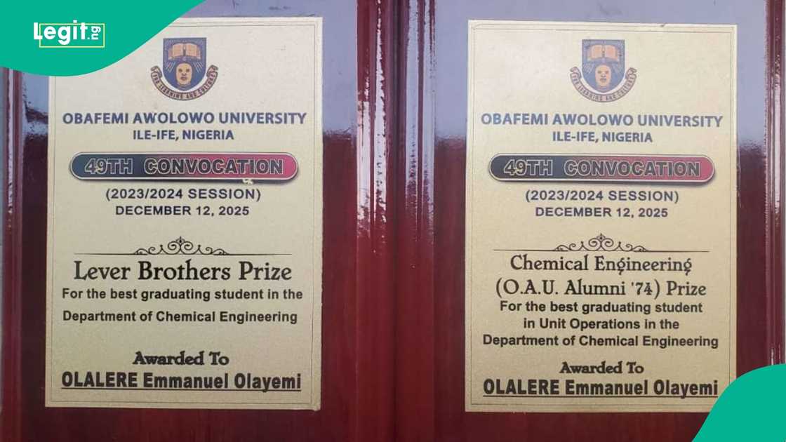 OAU graduate emmanuel Olalere award and achievement in faculty of tech, best graduate
