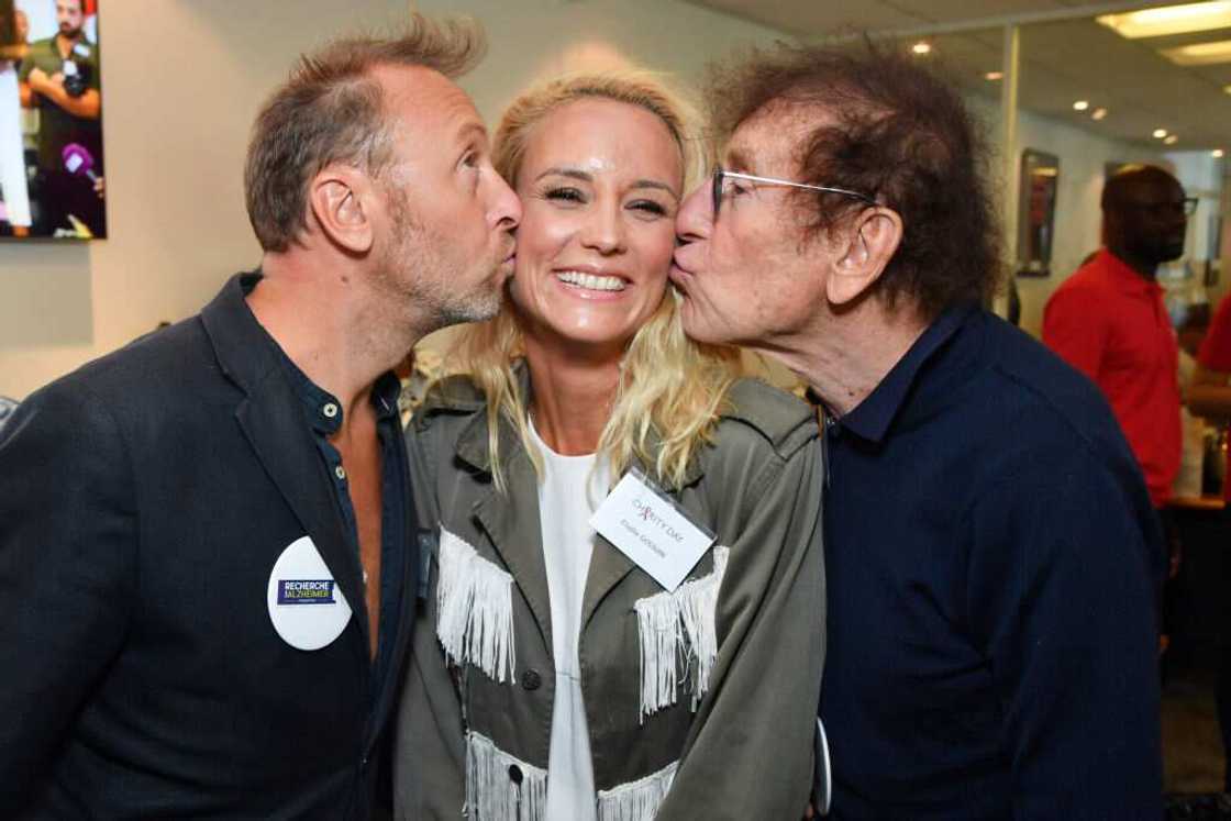 Pierre Souchon, Elodie Gossuin et Alain Souchon assistent à la journée de bienfaisance 2018 d'Aurel BGC, le 11 septembre 2018 à Paris, en France.